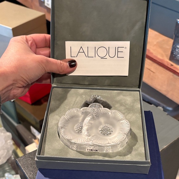 Lalique Clear Crystal Flower Set